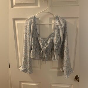 Blue crop top.